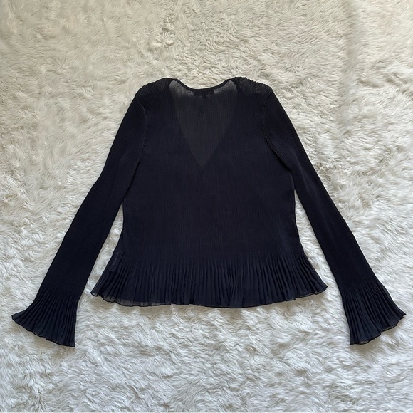 Madewell Blouse Pleated Flare-Sleeve Top Semisheer Black XXS NWT New - Picture 5 of 14